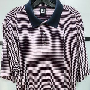 Men's Footjoy Performance Polo in Pink and Navy Blue Stripes